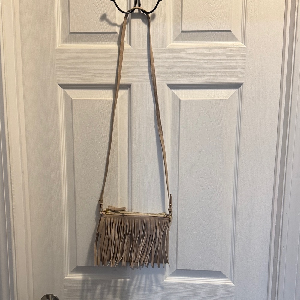 Old Navy Beige Fringe Crossbody Bag